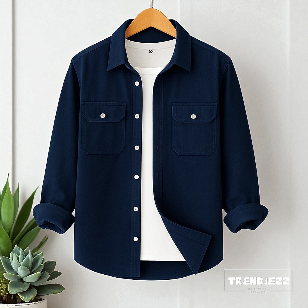 Full Sleeve Casual Shirt For Men - Navy Blue