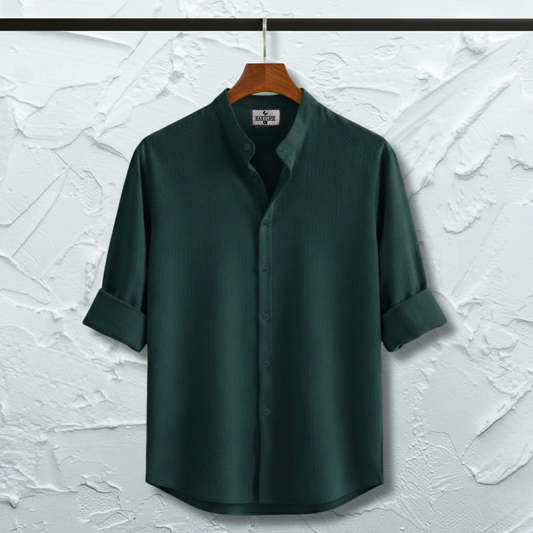 Zafran Band Collar Shirt - Teal