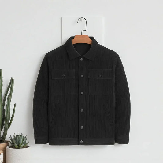 Men's Corduroy Light Weight Jackets - Pure Black