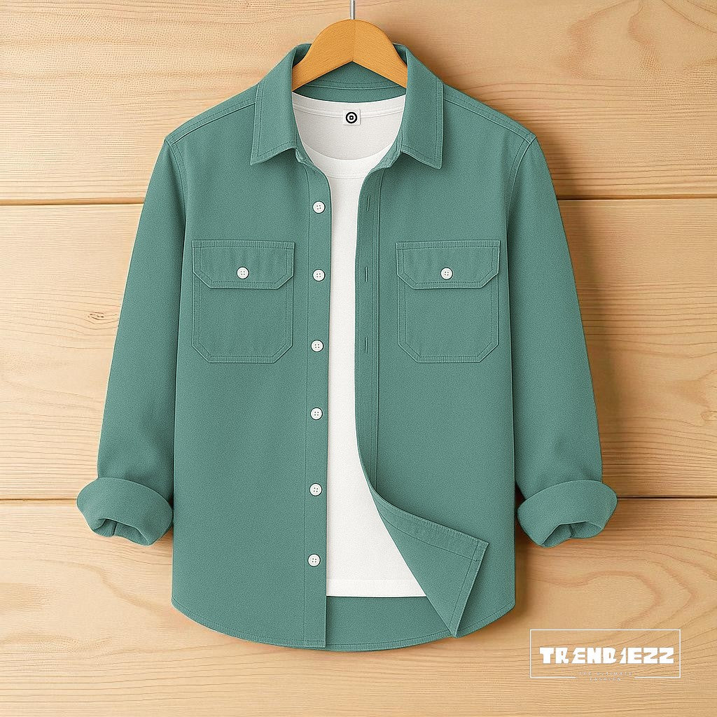 Full Sleeve Casual Shirt For Men - Sea Green